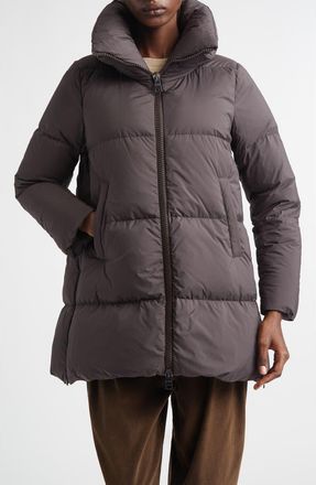 Herno Box Quilted Water Resistant Down Coat in Marrone Scuro at Nordstrom, Size 14 Us