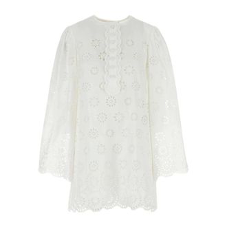 Chlo&eacute; Tunics, female, White, Size: XS Broderie Anglaise Mini Dress