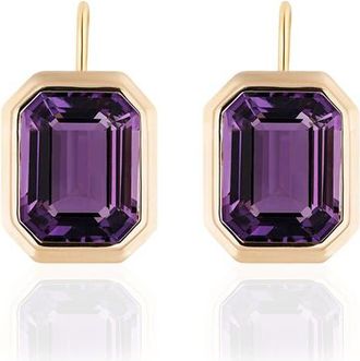 Goshwara Manhattan Bezel Set Drop Earrings in Purple at Nordstrom