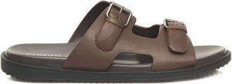 Cerruti Bruine leren sandalen met gespsluiting - Heren - Sandalen - Bruin - 41 EU - Leer - Schoenen