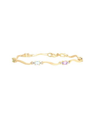 Genevive 14K Gold Over Silver Cz Bracelet
