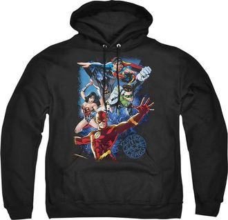 Gildan Justice League of America Galactic Attack Color Adult Pull Over Hoodie / Hooded Sweatshirt