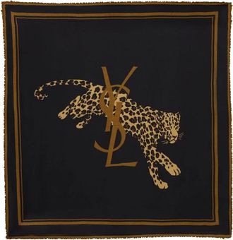 Saint Laurent Winter Scarves, unisex, Black, Size: ONE SIZE Cassandre Large Square Scarf