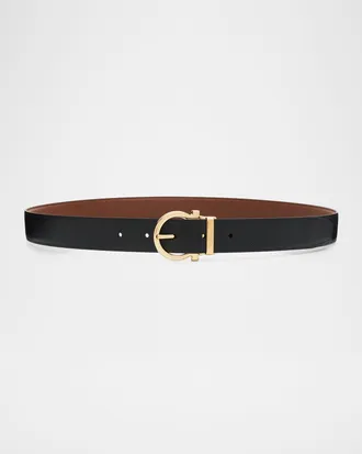 Ferragamo Men & apos;s Reversible Leather Gancini-Buckle Belt