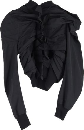 Yohji Yamamoto accordeonjas met pofmouwen en ritssluiting in zwart katoen