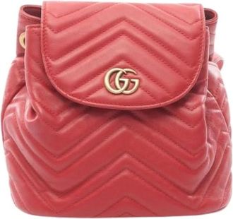Gucci Pre-owned Backpacks, female, Red, Size: ONE SIZE Pre-owned Vintage Leather Backpack