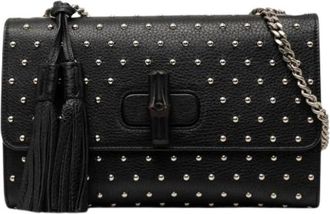 Gucci Pre-owned Vintage Bamboo Twist Lock Crossbody - Dames - Vintage Schoudertas - Zwart - ONE Size - Leer - Vintage