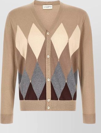 Ballantyne cashmere-blend argyle v-neck cardigan