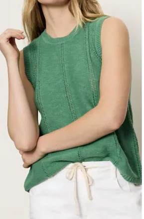 Sanctuary Easy Pointelle Shell Top In Green