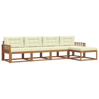 vidaXL Conjunto De Sof&aacute;s De Exterior Con Coj&iacute;n 5 Pcs Natural Y Crema Vidaxl
