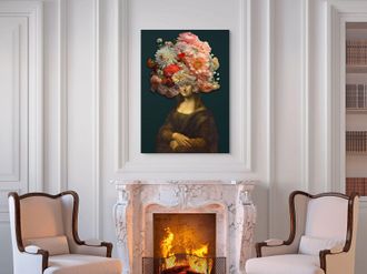 Arte Dal Mondo Adm - Print on Acrylic Mona Lisa with Flowers on Head