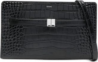 Toteme Leren crossbodytas met krokodillen-reli&euml;f - Zwart