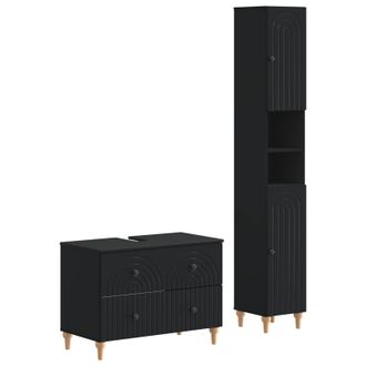 vidaXL Juego De Gabinete De Ba&ntilde;o De 2 Piezas Alkmaar Negro Vidaxl
