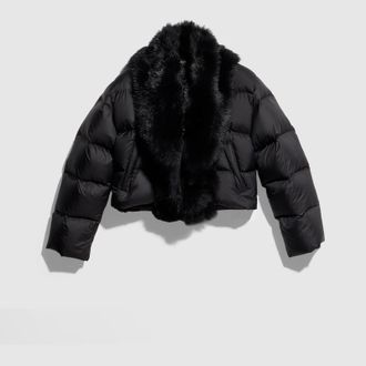 Gucci Padded Polyester Jacket With Shearling, Black, Ready-to-wear