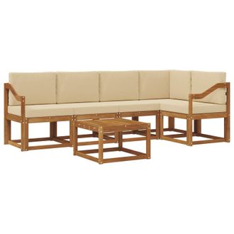 vidaXL Conjunto De Sof&aacute;s De Exterior Con Coj&iacute;n 6 Pcs Natural Y Beige Vidaxl