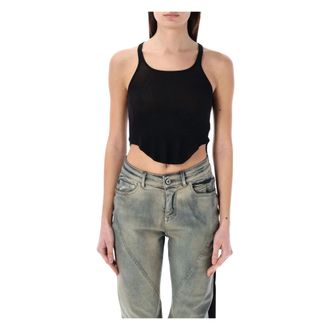 Rick Owens Sleeveless Tops, female, Black, Size: M Cropped Tank Top