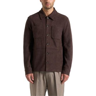 Mani&egrave;re De Voir Thomas Suede Long Sleeve Shirt in Brown at Nordstrom, Size X-Large