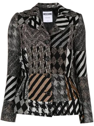 Moschino mix-print single-breasted jacket - women - Silk/Acrylic/Polyamide/Virgin Wool/Polyester/Wool/Viscose - 40 - White