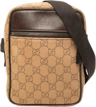 Gucci Pre-owned Vintage Crossbody Bag - Dames - Vintage Schoudertas - Bruin - ONE Size - Leer - Vintage