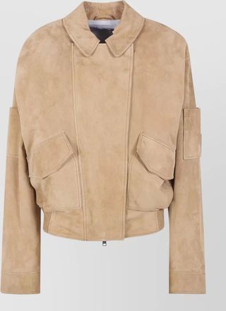 DRHOPE leather oversized bomber jacket