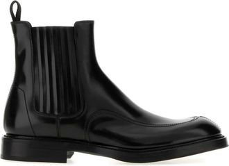 Dolce & Gabbana Leren enkellaarzen - Heren - Chelseaboots - Zwart - 43 EU - Leer - Schoenen