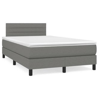 vidaXL Vidaxl - Cama Box Spring Con Colch&oacute;n Y Led Tela Marr&oacute;n Oscuro 120x190 Cm