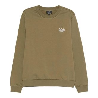 A.P.C. Rue Madame Logo Crew Sweatshirt - Dames - Sweatshirts - Groen - M - Katoen - Hoodies & sweatvesten