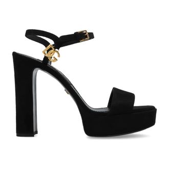 Dolce & Gabbana Schoenen, Dames, Zwart, 38 EU, Leer, Sandalo Plt