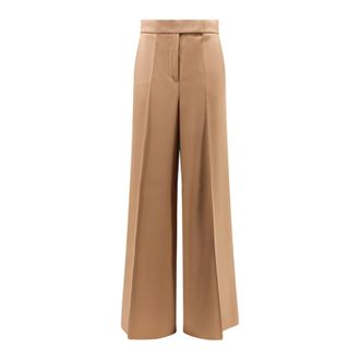Max Mara Wide Trousers, female, Brown, XL, Brown Wide Leg Wool Trousers