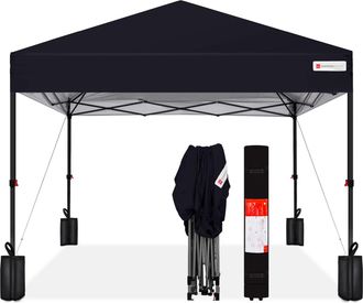Best Choice Products 10x10ft Easy Setup Pop Up Canopy w/ 1-Button Setup, Wheeled Case, 4 Weight Bags