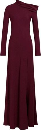 Alberta Ferretti Lange jurk met blote schouders en split - Dames - Avondkleed - Rood - M - Leer - Kleedjes