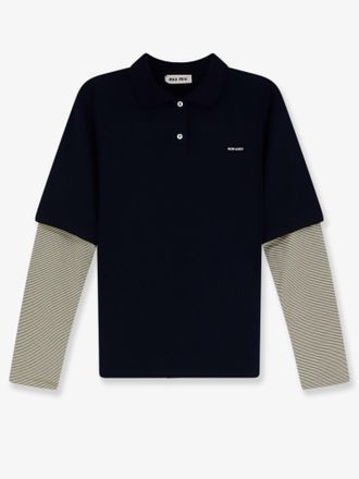 Miu Miu Polo in cotone con logo ricamato frontale - MIU MIU - gender_Woman