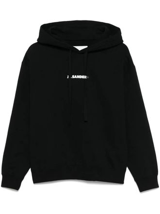 Jil Sander logo-print hoodie - men - Cotton/Cotton - M - Black