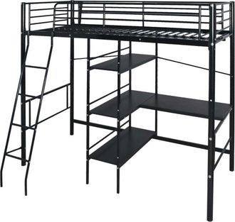 vidaXL Cama Con Colch&oacute;n Negro 200 X 90 Cm Metal Vidaxl