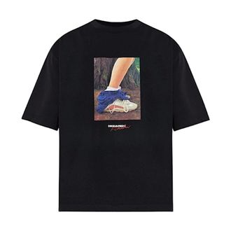 Dsquared2 T-Shirts, male, Black, Size: L Felix Chesher Graphic T-Shirt