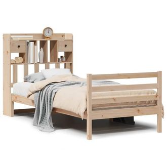 Berkfield Home Bookcase Bed without Mattress 90x200 cm Solid Wood Pine in Light Tan