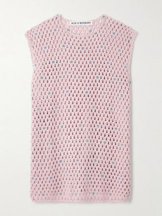 Alix of Bohemia Tunica In Cotone Crochet Con Decorazione Nolan - Rosa