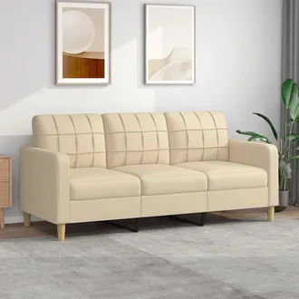 vidaXL Sof&aacute; De 3 Plazas De Tela Crema 180 Cm Vidaxl