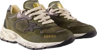 Golden Goose Mens Running Dad Sneakers - Golden Goose Deluxe Brand Leather Khaki Calfskin Shoes
