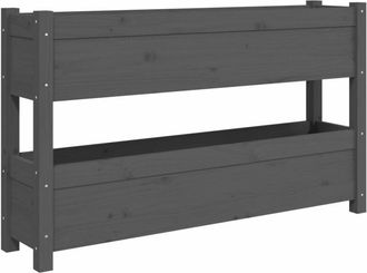 vidaXL Vidaxl - Jardinera De Madera Maciza De Pino Gris 112x25x66 Cm