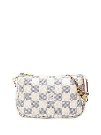 Louis Vuitton Borsa a mano Mini Pochette Accessoires in tela Damier Azur 2000-2025 - Bianco