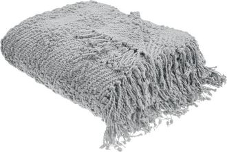 Beliani Beliani - Cotton Blanket Woven Bed Throw with Tassels Bed Spread Cover 150 x 200 cm Grey Vella