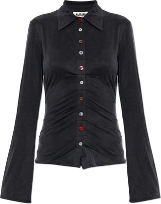 Avavav Getailleerd overhemd - Dames - Overhemden - Zwart - XS - Leer - Overhemden