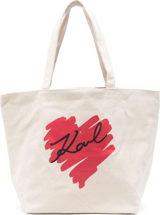 Karl Lagerfeld K/Hearts reversible tote bag - women - Cotton/Recycled Cotton/Recycled Cotton/Cotton - OS - Neutrals