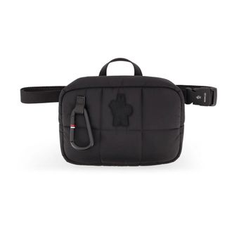 Moncler Handbags, female, Black, Size: ONE SIZE Nylon Belt Bag With Embossed Logo