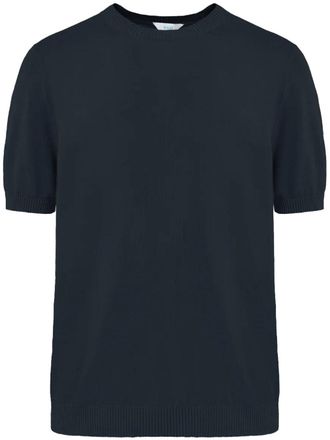 Malo Black Short-Sleeved Cotton Knit Top