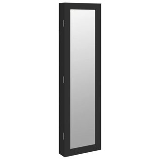 Berkfield Home Mirror Jewellery Cabinet Wall Mounted Black 30x8.5x106 cm