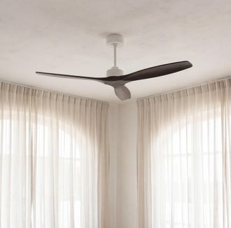 Forlight Forlight - Ventilador De Techo Stem Evo, &Oslash;1320mm, Motor Dc Silencioso, 30w, 6 Velocidades, Mando A Distancia Incluido, 20-32m&sup2;, Blanco, Palas Negro, F