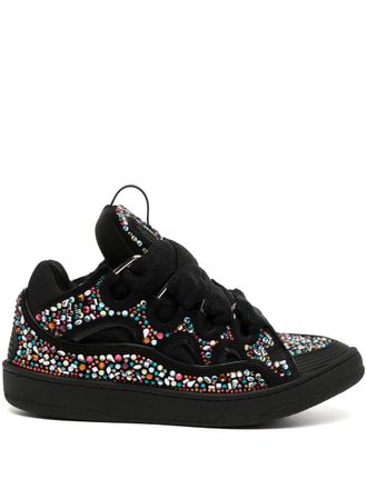 Lanvin curb rhinestone sneakers - Black