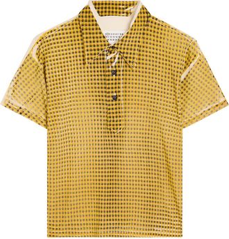 Maison Margiela Checked Stretch-jersey Polo Shirt - Yellow Lemon - 38 (UK6 / XS)